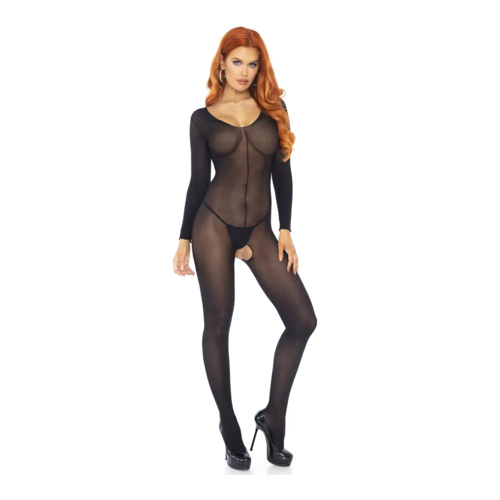 Body Entier Transparent & Fendu à L'entre Jambes - Bodystocking - LEG AVENUE 8297 - Noir 001 3 Body Entier Transparent & Fendu à L'entre Jambes - Bodystocking - LEG AVENUE 8297 - Noir 001 – Image 3