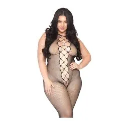 Body Entier Transparent En Résille - Plus Size Bodystocking - LEG AVENUE 89084X - Noir 001