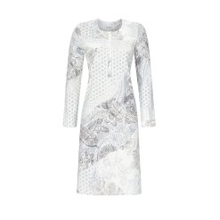 Chemise De Nuit Avec Patte De Boutonnage 100% Coton RINGELLA "Pastels D'Hiver" 2511048 - Ivoire 130