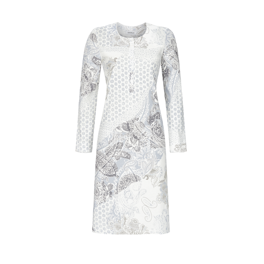 Chemise De Nuit Avec Patte De Boutonnage 100% Coton RINGELLA "Pastels D'Hiver" 2511048 - Ivoire 130 1 Chemise De Nuit Avec Patte De Boutonnage 100% Coton RINGELLA "Pastels D'Hiver" 2511048 - Ivoire 130