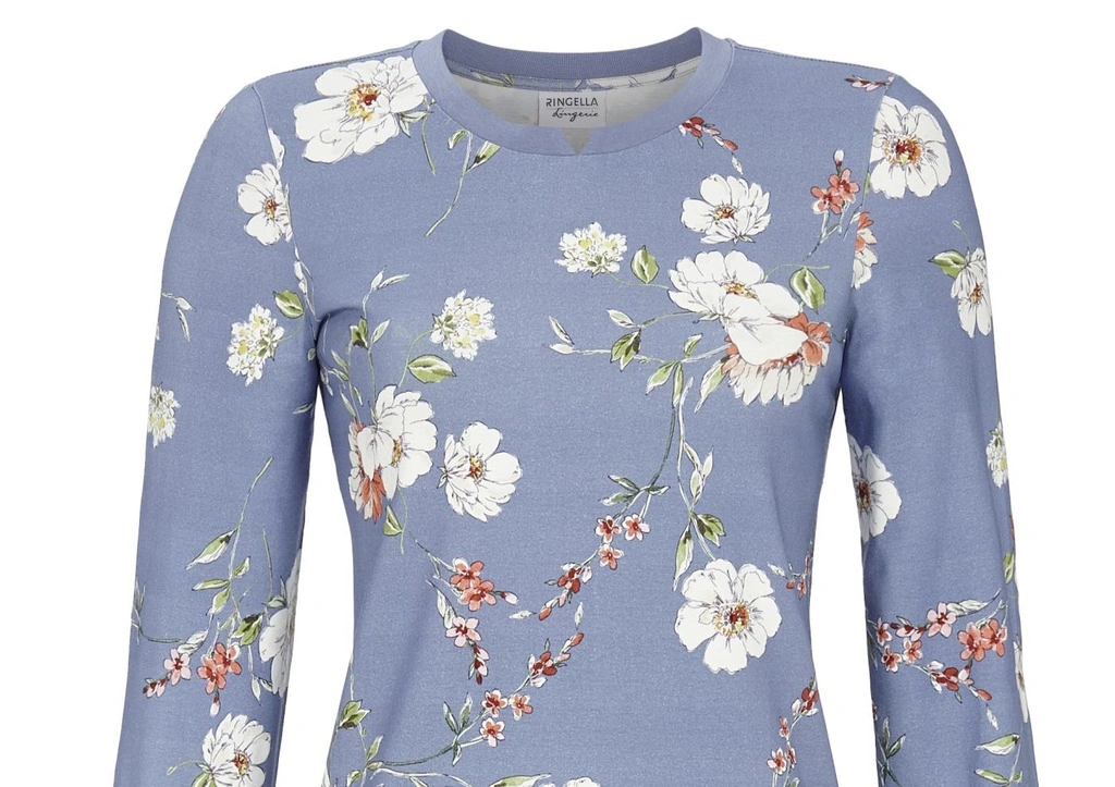 Pyjama Avec Poignets En Tricot RINGELLA "Pouvoir Des Fleurs" 2561202 - Bleu Jeans 213 4 Pyjama Avec Poignets En Tricot RINGELLA "Pouvoir Des Fleurs" 2561202 - Bleu Jeans 213 – Image 4