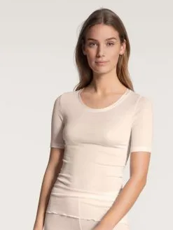 Chemisette Court Manche Laine & Soie CALIDA "True Confidence" 14535 - Light Ivory 090