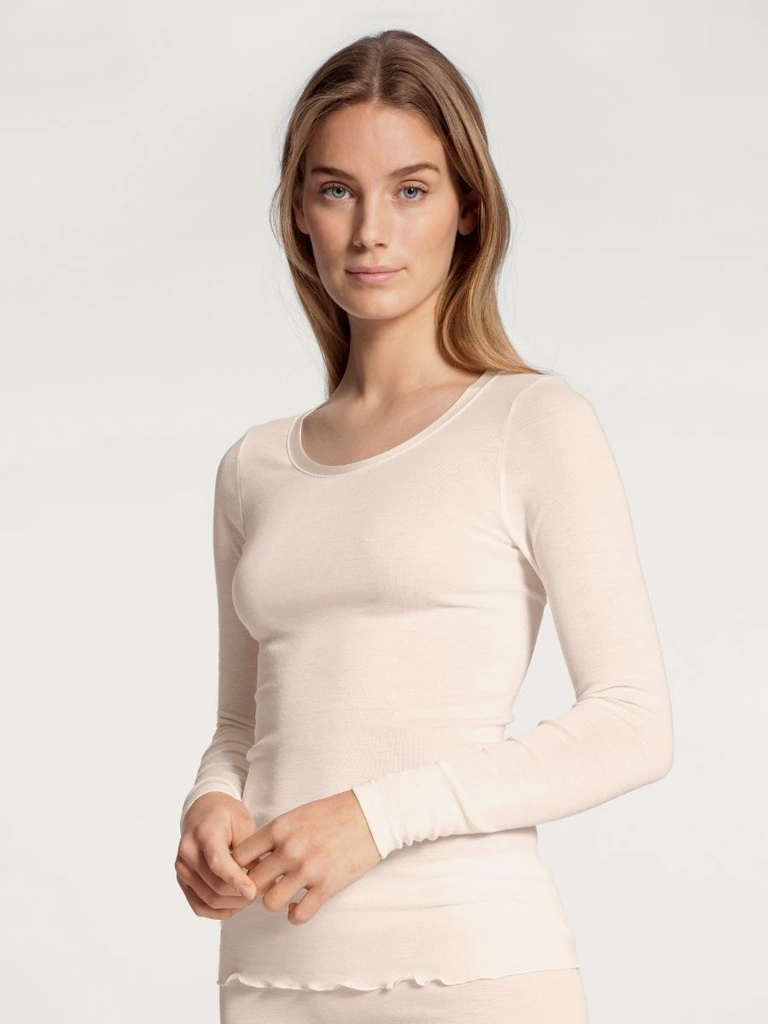 Chemisette Longue Manche Laine & Soie CALIDA "True Confidence" 15435 - Light Ivory 090 1 Chemisette Longue Manche Laine & Soie CALIDA "True Confidence" 15435 - Light Ivory 090