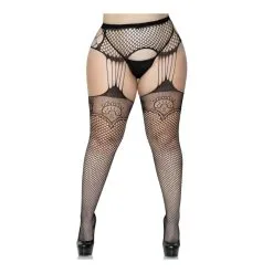 Collant Sexy Résille & Effet Porte-jarretelle - Plus Size - LEG AVENUE 1063X - Noir 001