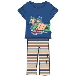 Pyjama Femme WOODY "Tortue" 231-1-BSK-S - Bleu Et Rayé 856