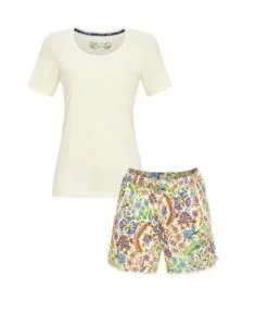 Pyjama Short Dame RINGELLA "Conception Florale Colorée" 3251410 + 3251520 - Vanille 431