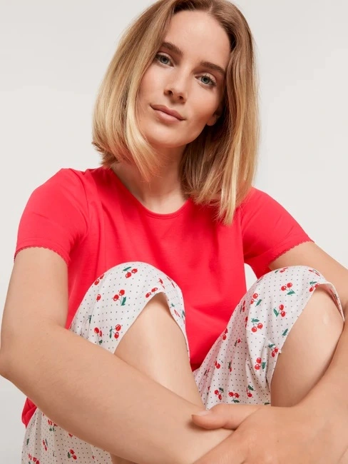 Pyjama Dame 3/4 100% Coton CALIDA "Fruity Dreams" 43653 - Red Glow 136 4 Pyjama Dame 3/4 100% Coton CALIDA "Fruity Dreams" 43653 - Red Glow 136 – Image 4