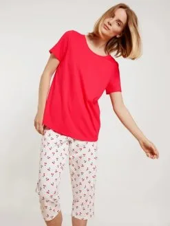 Pyjama Dame 3/4 100% Coton CALIDA "Fruity Dreams" 43653 - Red Glow 136