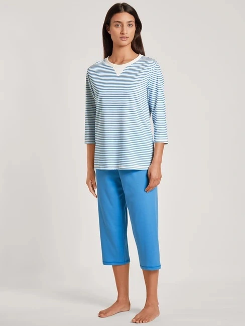 Pyjama Dame Short 3/4 100% Coton CALIDA "Daylight Dreams" 42554 - Azurit Blue 474 1 Pyjama Dame Short 3/4 100% Coton CALIDA "Daylight Dreams" 42554 - Azurit Blue 474