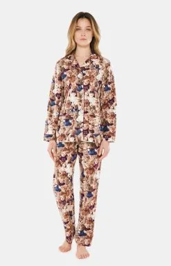 Pyjama Long Femme Boutonné ARTHUR "Teddy" PPF - Beige TEDDH22