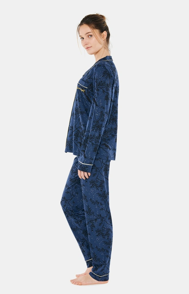 Pyjama Long Femme Boutonné En Pilou ARTHUR "Good Night" PLY - Marine GOODH22 3 Pyjama Long Femme Boutonné En Pilou ARTHUR "Good Night" PLY - Marine GOODH22 – Image 3