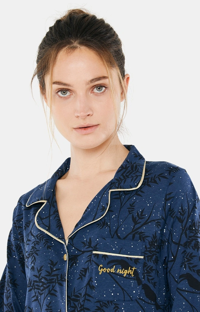 Pyjama Long Femme Boutonné En Pilou ARTHUR "Good Night" PLY - Marine GOODH22 5 Pyjama Long Femme Boutonné En Pilou ARTHUR "Good Night" PLY - Marine GOODH22 – Image 5