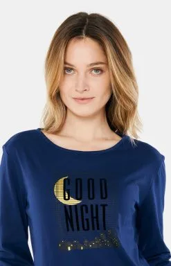 Pyjama Long Femme Coton Bio ARTHUR "Good Night" BAH - Marine GOODH22 -Vente de soutien-gorge pas cher Pyjama20long20femme20coton20bio20ARTHUR2022Good20Night2220BAH20 20Marine20GOODH22 4