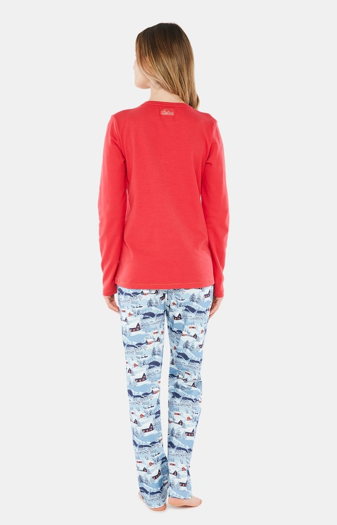 Pyjama Long Femme Coton Bio ARTHUR "Petits Chalets" MOL - Bleu NUITH22 4 Pyjama Long Femme Coton Bio ARTHUR "Petits Chalets" MOL - Bleu NUITH22 – Image 4