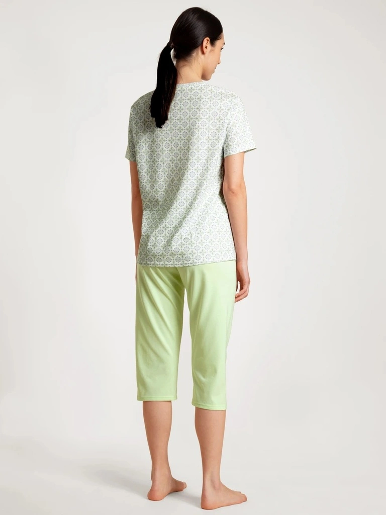 Pyjama Short 3/4 Dame 100% Coton CALIDA "Spring Nights" 40296 - Light Pistache 670 4 Pyjama Short 3/4 Dame 100% Coton CALIDA "Spring Nights" 40296 - Light Pistache 670 – Image 4