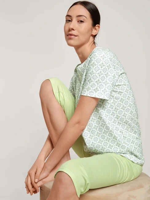 Pyjama Short 3/4 Dame 100% Coton CALIDA "Spring Nights" 40296 - Light Pistache 670 2 Pyjama Short 3/4 Dame 100% Coton CALIDA "Spring Nights" 40296 - Light Pistache 670 – Image 2