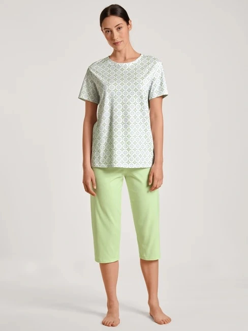 Pyjama Short 3/4 Dame 100% Coton CALIDA "Spring Nights" 40296 - Light Pistache 670 1 Pyjama Short 3/4 Dame 100% Coton CALIDA "Spring Nights" 40296 - Light Pistache 670