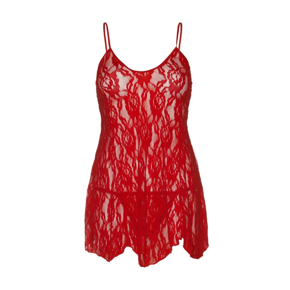 Robe Dentelle Transparente Sexy & String - Plus Size 2 Pièces - LEG AVENUE 8717Q - Rouge 003 2 Robe Dentelle Transparente Sexy & String - Plus Size 2 Pièces - LEG AVENUE 8717Q - Rouge 003 – Image 2