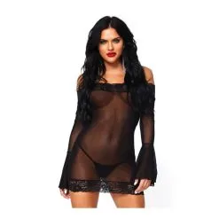 Robe Transparente Sexy & String - 2 Pièces - LEG AVENUE 86003 - Noir 001
