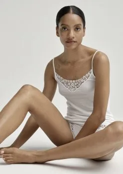 Slip 100% Coton & Dentelle CALIDA "Feminin Sense" 21451 - Blanc 001 -Vente de soutien-gorge pas cher Slip201002520coton202620dentelle20CALIDA2022Feminin20Sense22202145120 20Blanc20001 2