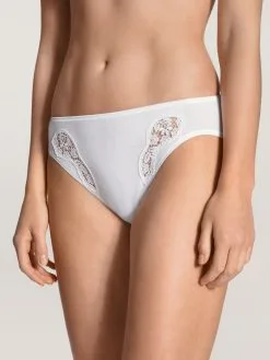 Slip 100% Coton & Dentelle CALIDA "Feminin Sense" 21451 - Blanc 001