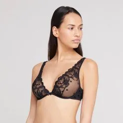 Soutien-gorge Foulard Plongeant Avec Armatures LOU "Larmes De Rose" 1A346 - Noir 030