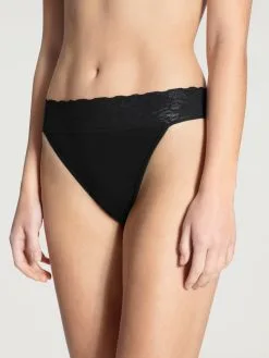 Tanga Doux 100% Coton & Dentelle CALIDA "Lycraspitze" 21904 - Noir 992