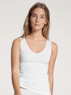 Top Col En V & Larges Bretelles Durable CALIDA "Natural Comfort" 12275 - Blanc 001